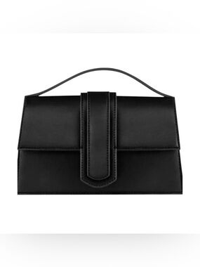 Kayla + Ava Miranda Crossbody Bag Black Faux Leather Vegan Removable Strap
